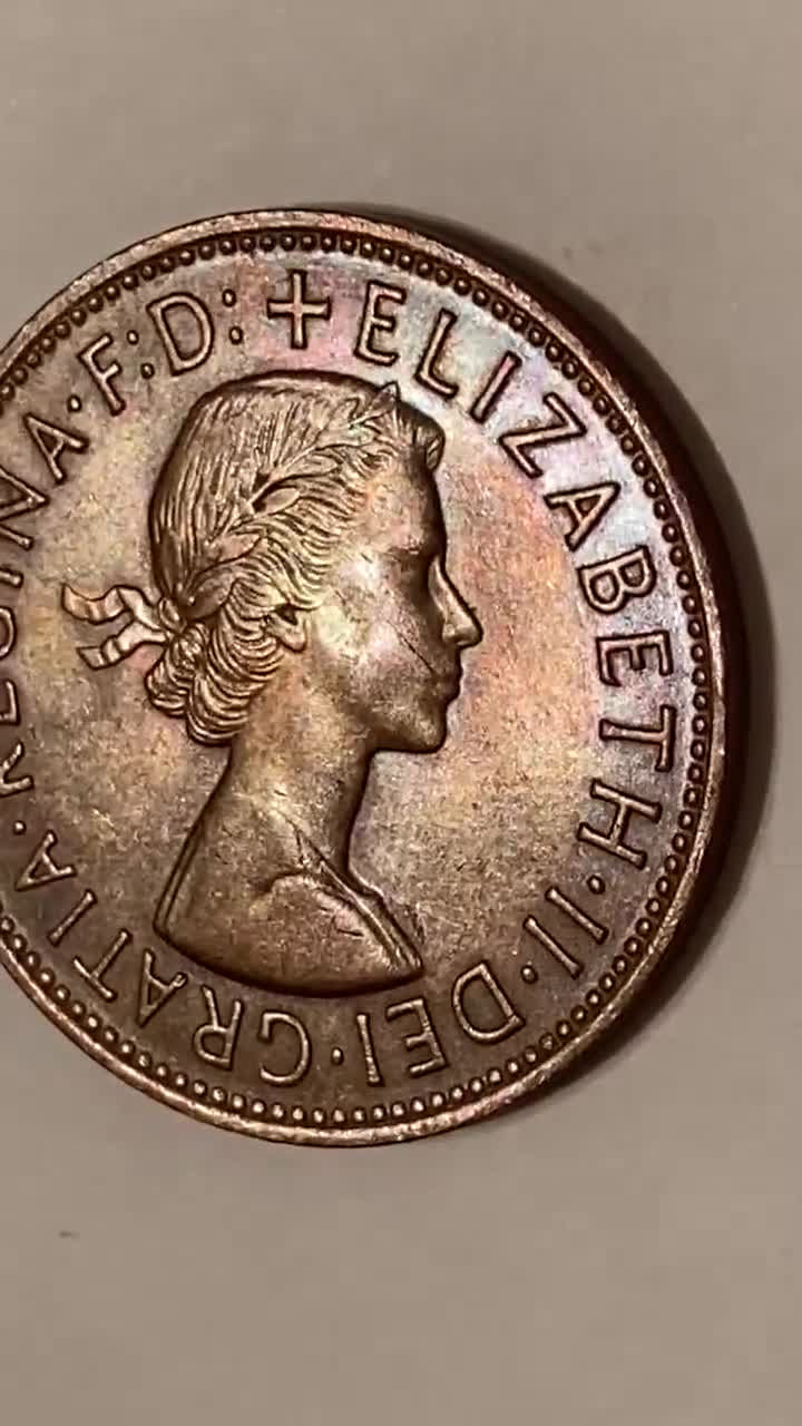 Sale ! 1967 ELIZABETH II Dei Gratia Regina F D + One Penny Coin