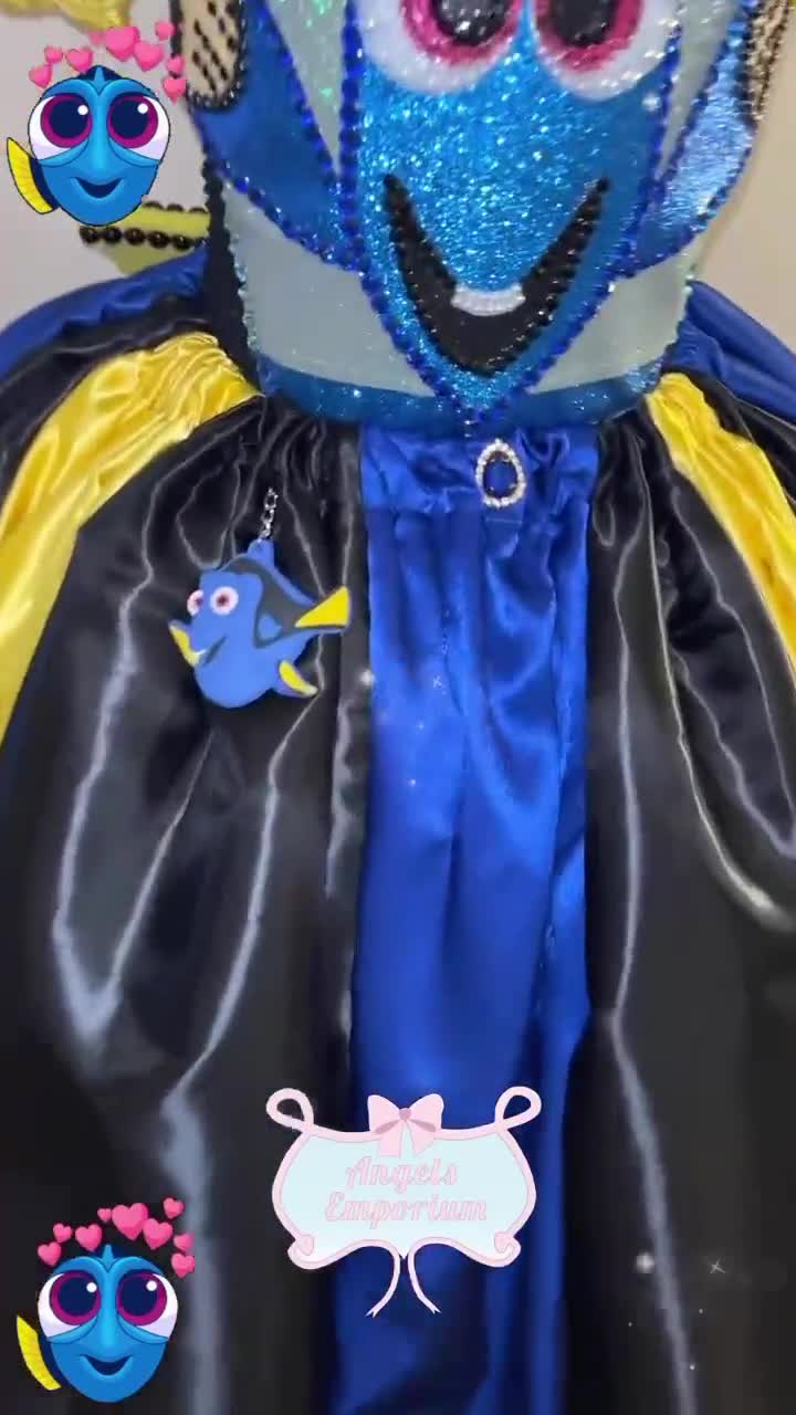 finding dory birthday dress Finding Dory Nemo Inspired Tutu Dress Cosplay Halloween Costume Glitter Sparkles Pageant Birthday Party Dress Fish Royal Blue Black Yellow