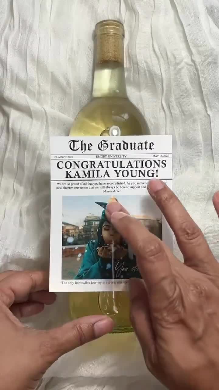 Photo Graduation Wine Bottle Label, Wine Bottle Label, Wine Bottle Sticker, Wine Bottle Favors, Custom Photo Wine Label, Class of 2025 video poster