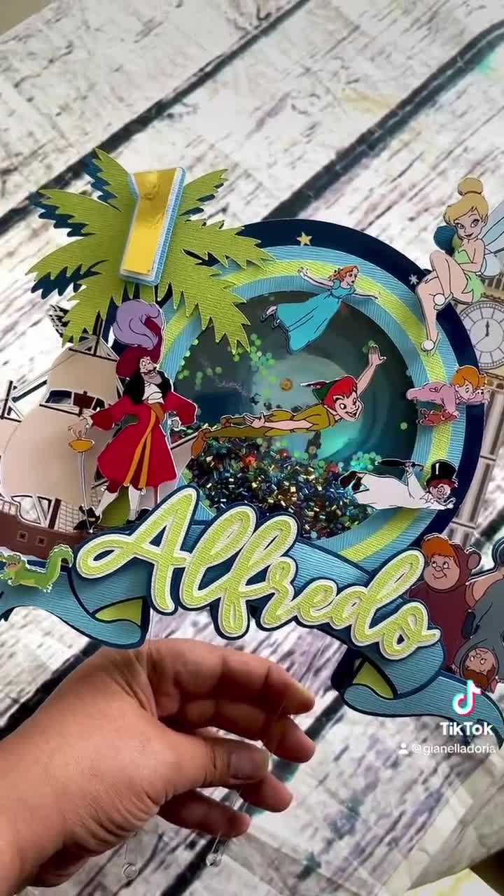 Peter Pan Neverland Cake Topper, Captain Hook Party Decorations, Peter Pan cake topper, Peter Pan Party,Peter video poster