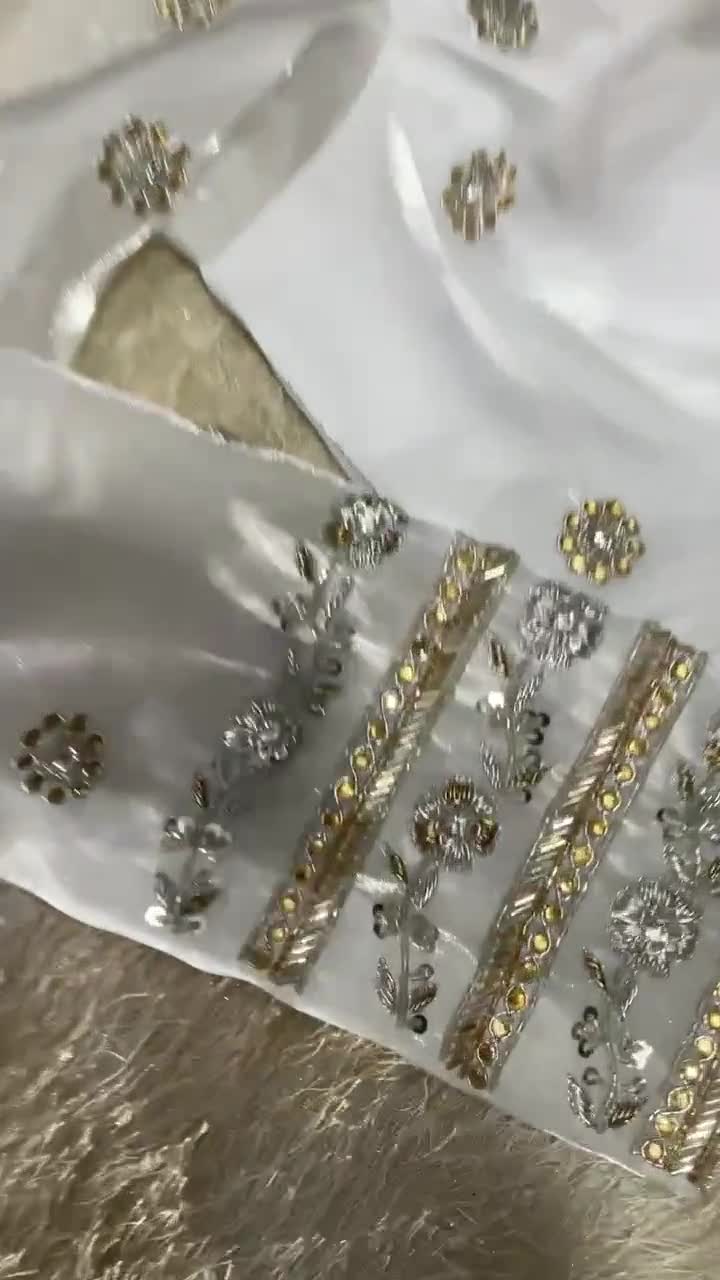 Custom Made White Designer Blouse for X'mas Celebrations
