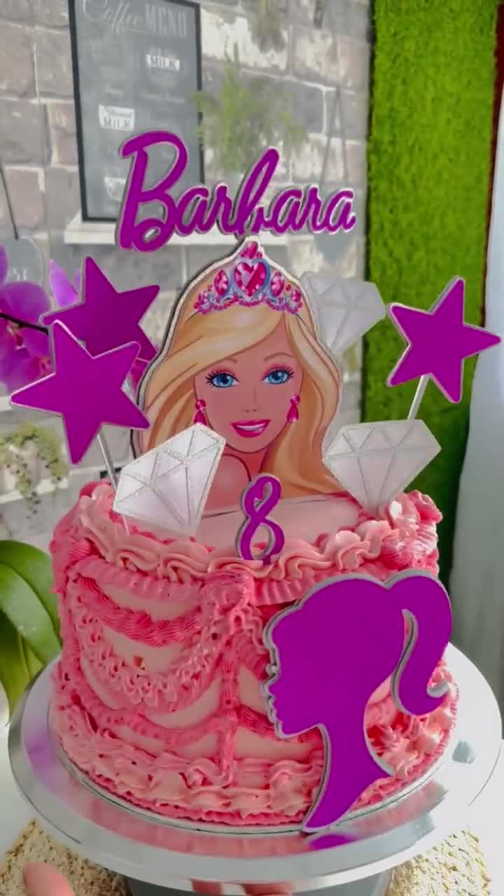 Barbie Cake Topper Rosa Possiamo creare per ogni occasione speciale  Qualsiasi nome, messaggio, età e qualsiasi colore -  Italia