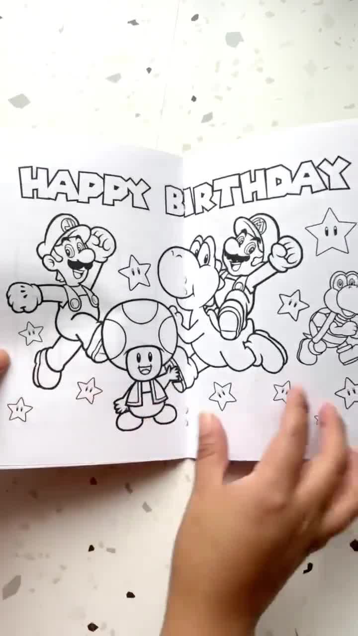 Mario Personalized Coloring Books Custom Party Favors Thank You Gift  Birthday Printed & Shipped 12 Books 