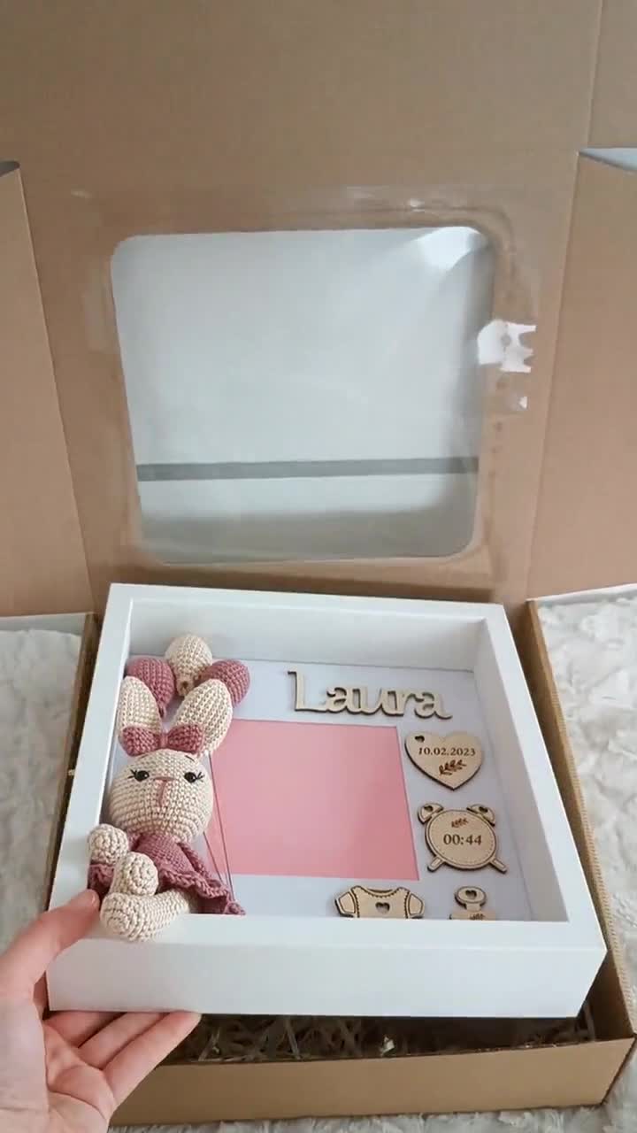【アウトレット☆送料無料】 Personalized Crochet Handmade With Frame Stats Birth Baby ポスター