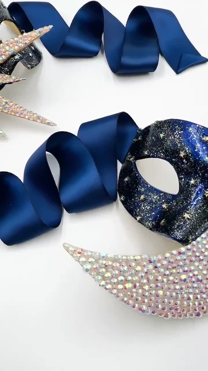 SET of 2 ~ Midnight Reign Moon & Stars Swarovski Crystal