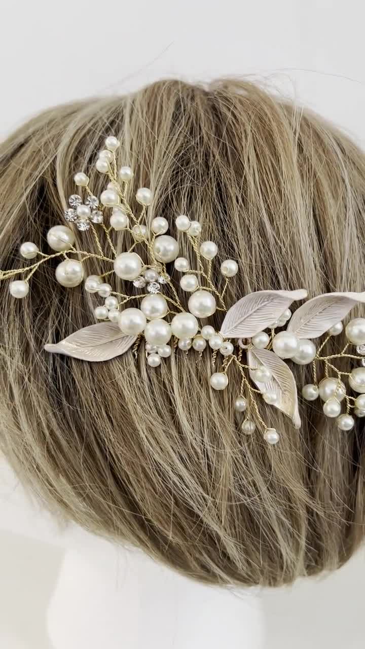Fascia per capelli da sposa in cristallo di perle ve da donna