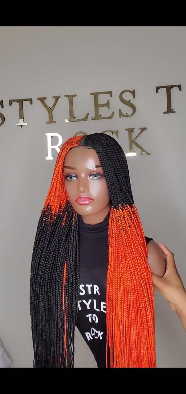 Ready to Ship Orange Braided Lace Wig Black Braids Cornrow Braids