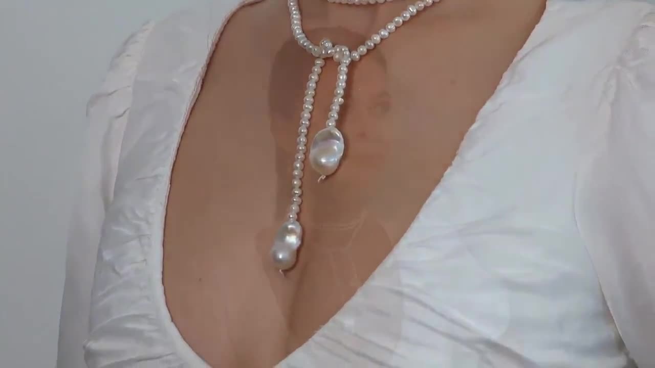 SELESTE Long Freshwater Pearl Wrap Necklace, Multilayered