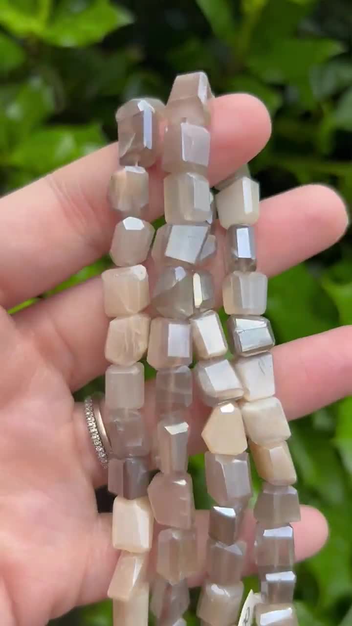10mm Mixed Mystic Gray Moonstone Nugget Beads 
