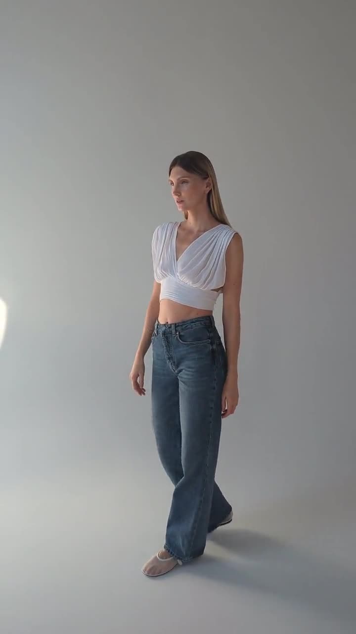 Silk Top in Milk, Boho Crochet Crop Top, Festival Summer Halter Top, Handmade Beachwear, Lightweight Festival Wear, MAUNAwear video poster