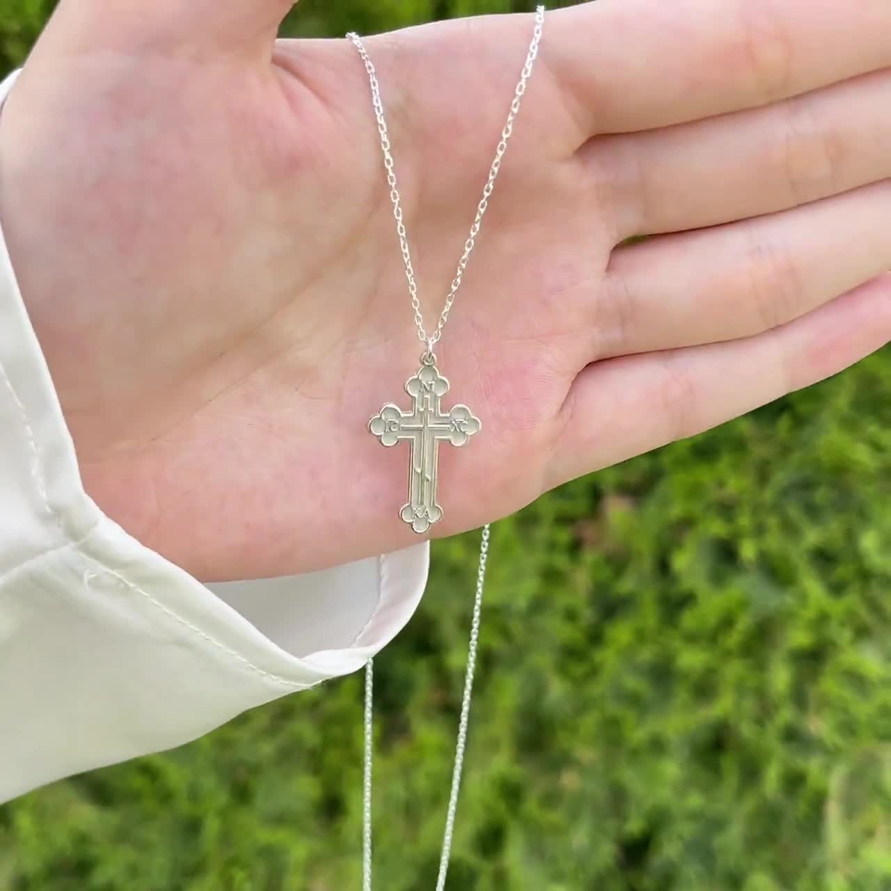 Pendentif Croix Orthodoxe IC XC Or 14 Carats (585) Fabriqué En Ukraine
