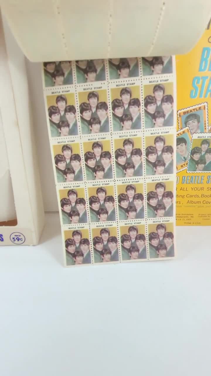 Beatles Stamps RARE 1964 Beatles 100 Stamps Set in Original Box