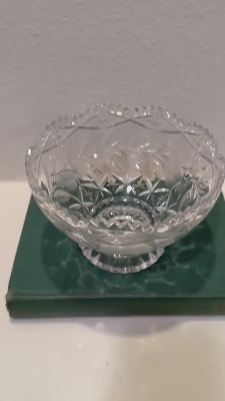 Vintage 24 Lead Crystal Lausitzer Bowl/vase With Etched Roses