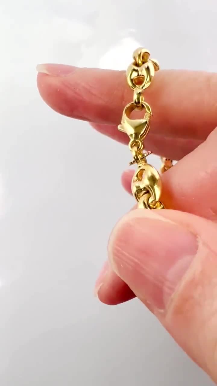 Vintage 18k Yellow Gold Mariner Link Bracelet, Italian Gold