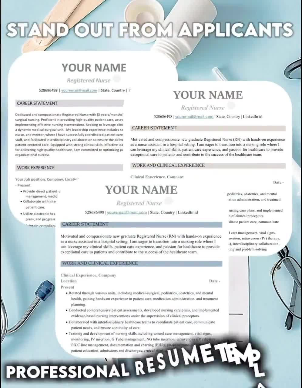 New Grad Nursing Resume Template Bundle: Cover Letter & Reference (Digital  Download)