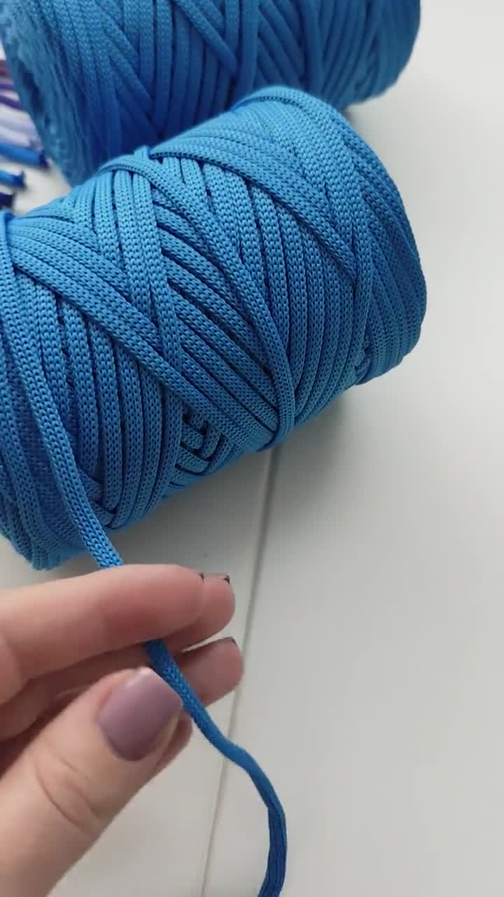 5 mm polyestergaren, macramékoord, plat knutseltouw voor het maken van gehaakte tassen video poster