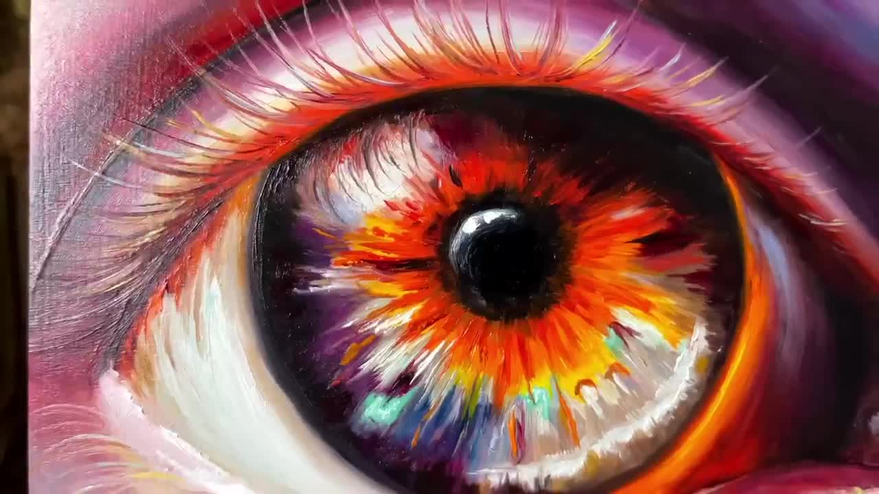 ジャンナ・ヴィトコフスカ作「目の絵」オリジナル油彩画 写実的な目 8