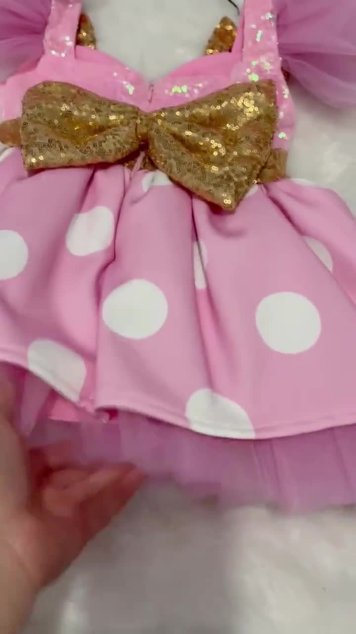 Pink and Gold Minnie Mouse Costume: Sequin Dress & Crown