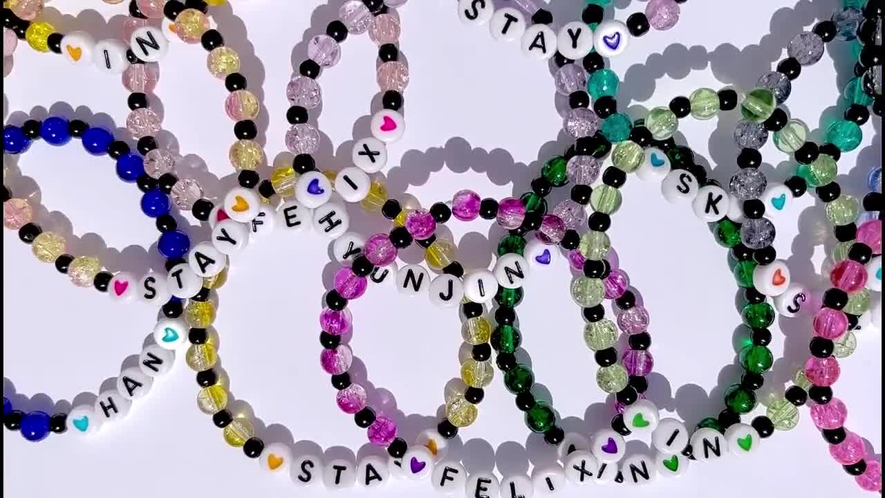 K-pop SKZ Bias Beaded Bracelet Glass Beads Colours Love Hearts