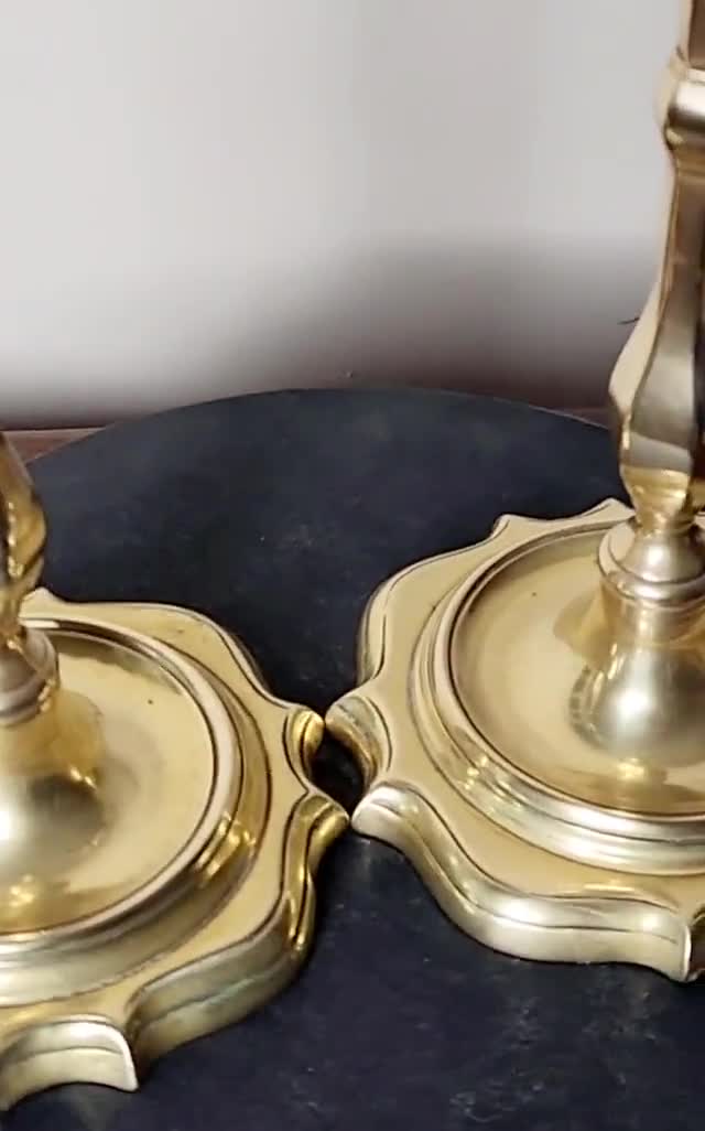 1800年代 アンティーク ジョージアン様式 真鍮製 背の高い燭台 ペア