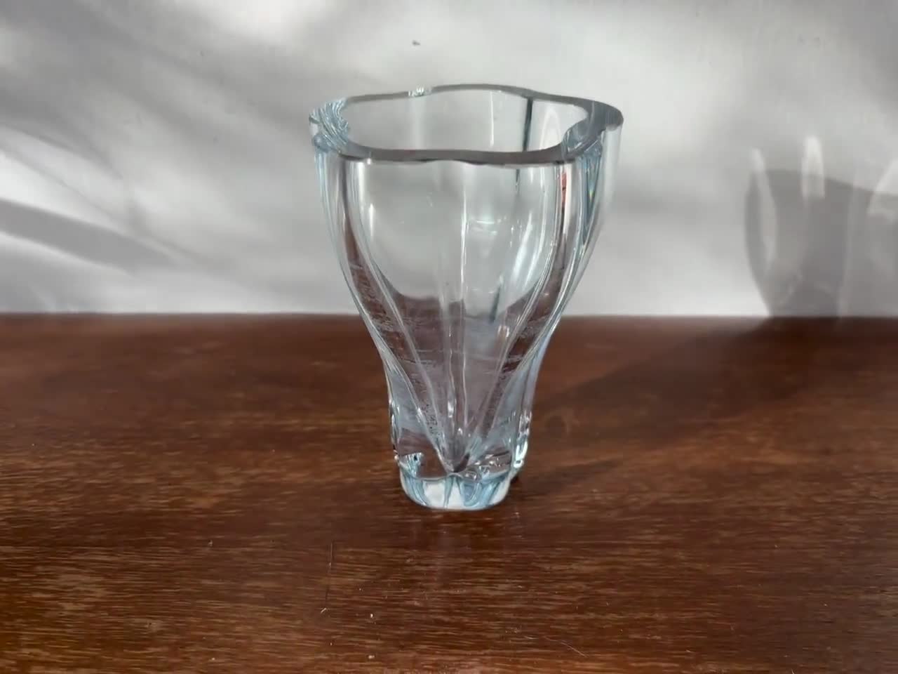 Vintage Rare Strombergshyttan Thick Crystal Glass Cup Vase B1266