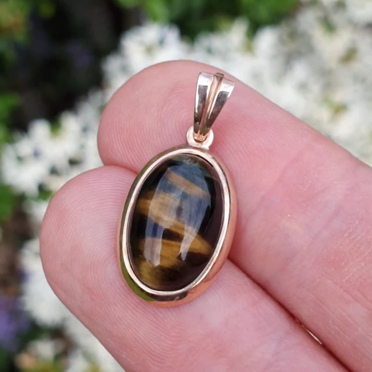 ヴィンテージ 9カラット ゴールド タイガーアイ ブラウン 3.36g