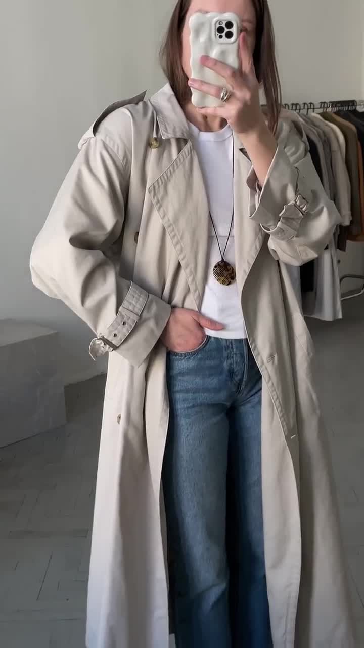Vintage 1980s Moschino Mens Coat Wool Italian Trench Style