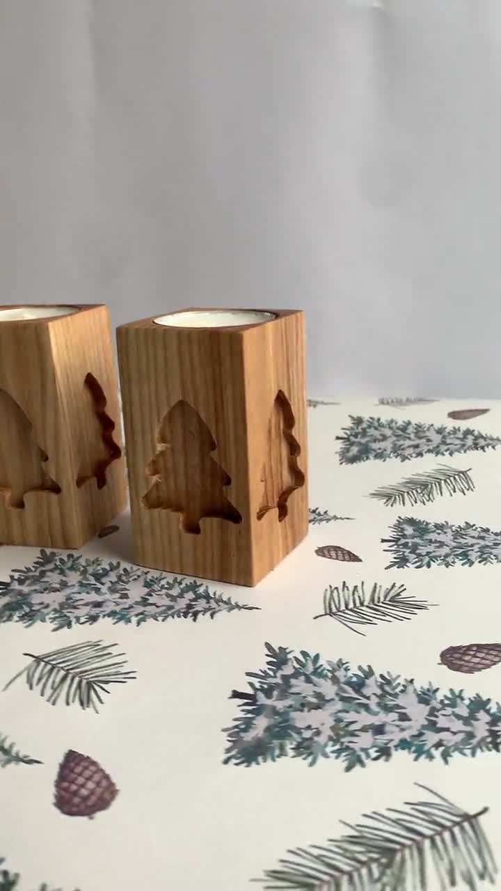 クリスマス用木製キャンドルホルダー2個セット - Etsy 日本