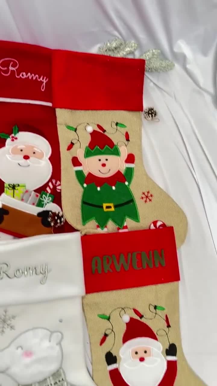 名前入りのクリスマスストッキング - トナカイまたはキツネ