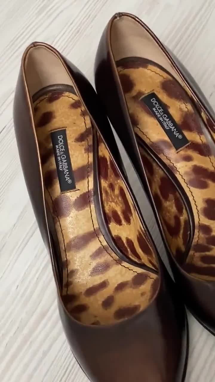 Dolce & Gabbana Heels 9463 Brown Genuine Leather Platform Sandals
