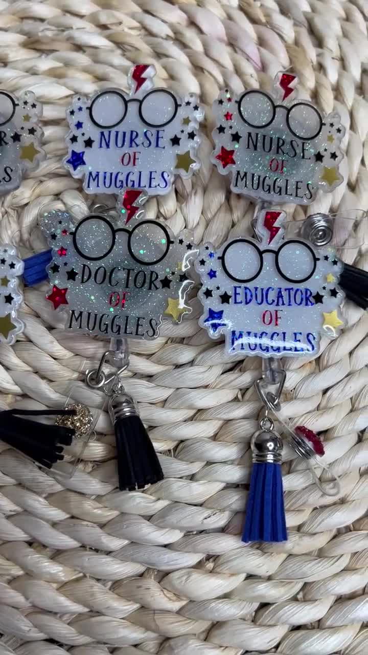 Caretaker Of Muggles Badge Reel-Cute Badge Reel-Glitter Badge Reel- Nurse Badge Reel- Nurse Gift