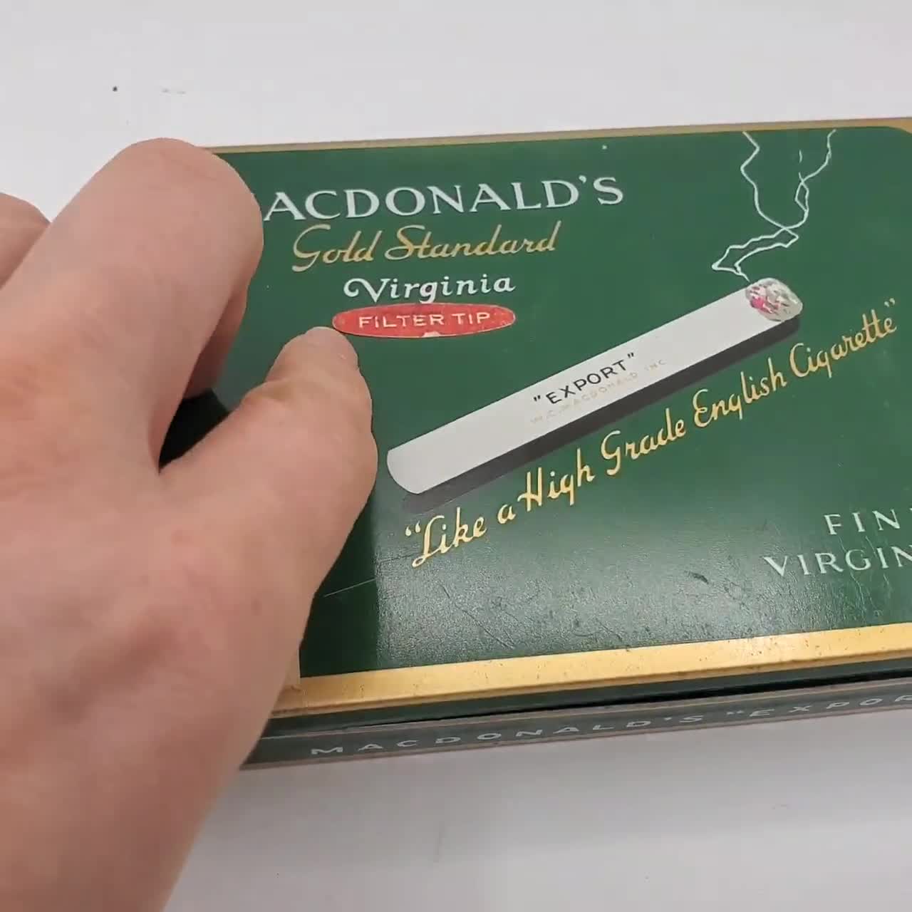 VIntage McDonald’s Export Gold standard Cigarette Tin, Retro 50 Cigarettes  Green Advertising Tin, Tobacciana Collectible Case