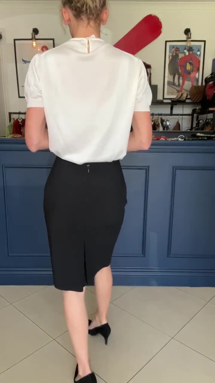 Moschino Black Skirt, Cheap Chic Vintage Wool Lana Pencil