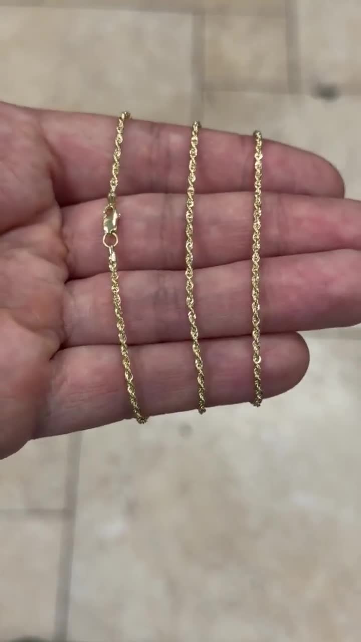 10K Yellow Gold Men's 7MM Rope Chain Lobster Clasp, 20 to 28