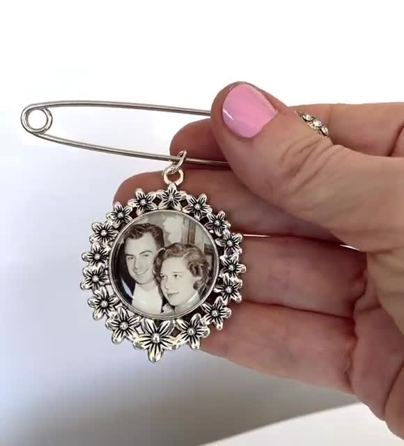 Picture Charm for Bridal Bouquet Wedding Bouquet Memory Charm of Mom or  anyone on a pin Bridal Shower Gift customized with your picture