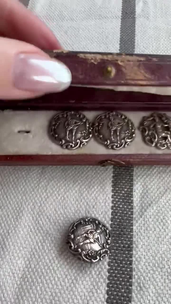 Antique Sterling Silver Buttons set Hallmarked Birmingham 19th century video poster