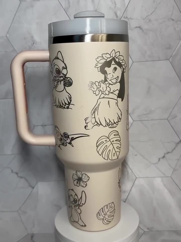 Lilo & Stitch Engraved Stanley Quencher Tumbler with Handle | 20oz 30oz 40oz video poster