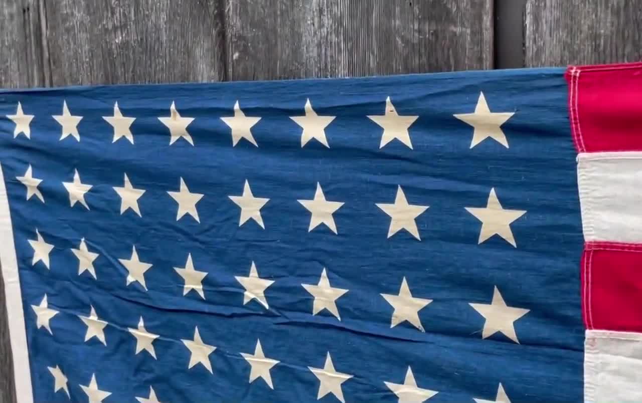 Vintage American Flag 48 Star Cotton Nice Gently Worn