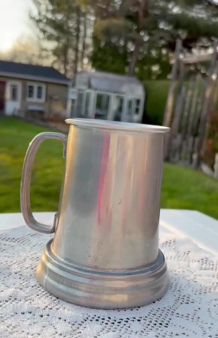 Vintage - 1960's - Pewter - Aluminum - Glass Bottom - Beer Mug