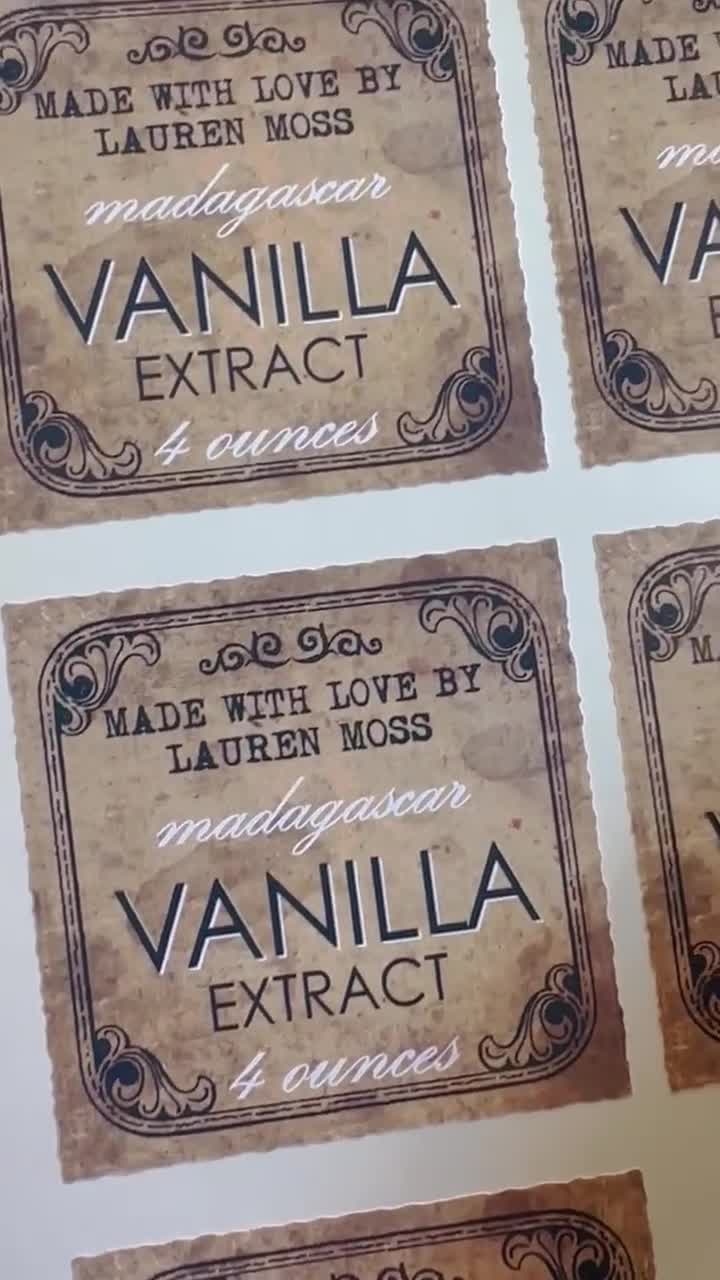 WATERPROOF Vanilla Extract Labels Homemade Madagascar Vanilla Extract  Labels Modern Vanilla Extract Bottle Labels 
