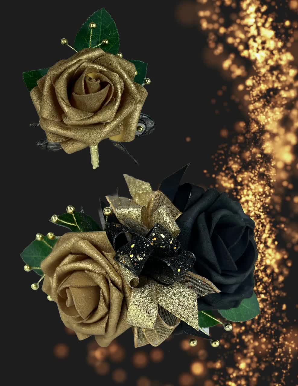 prom flowers for black and gold dress Long Prom Dress: Stella Couture 25142 Black / 0 main image 0