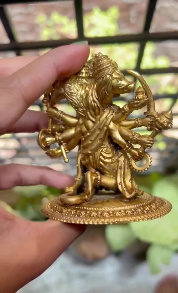 Panchmukhi ハヌマーン アイドル 真鍮ハヌマーン像 プージャ & ホーム