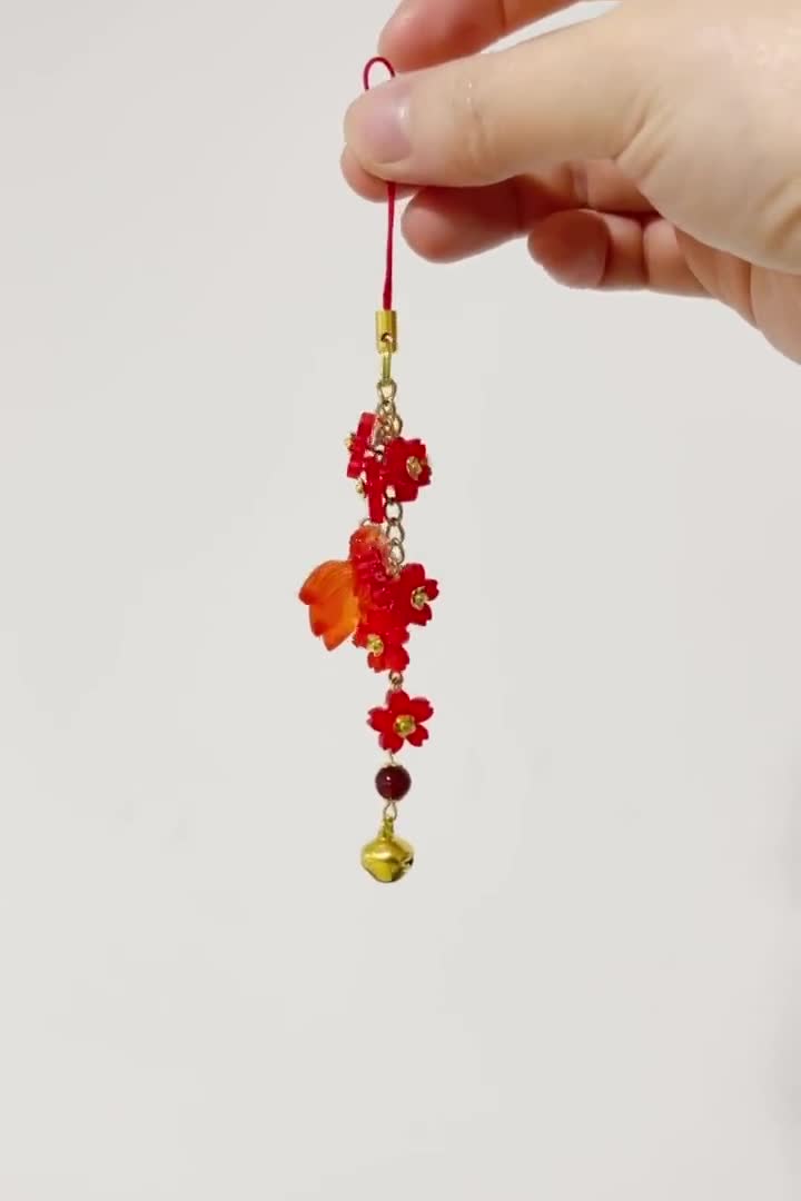 Sparkle keychain/phone charm Honkai Star Rail | hsr inspired accessories | red sakura bag charm | fish phone strap | anime cosplay jewelry video poster
