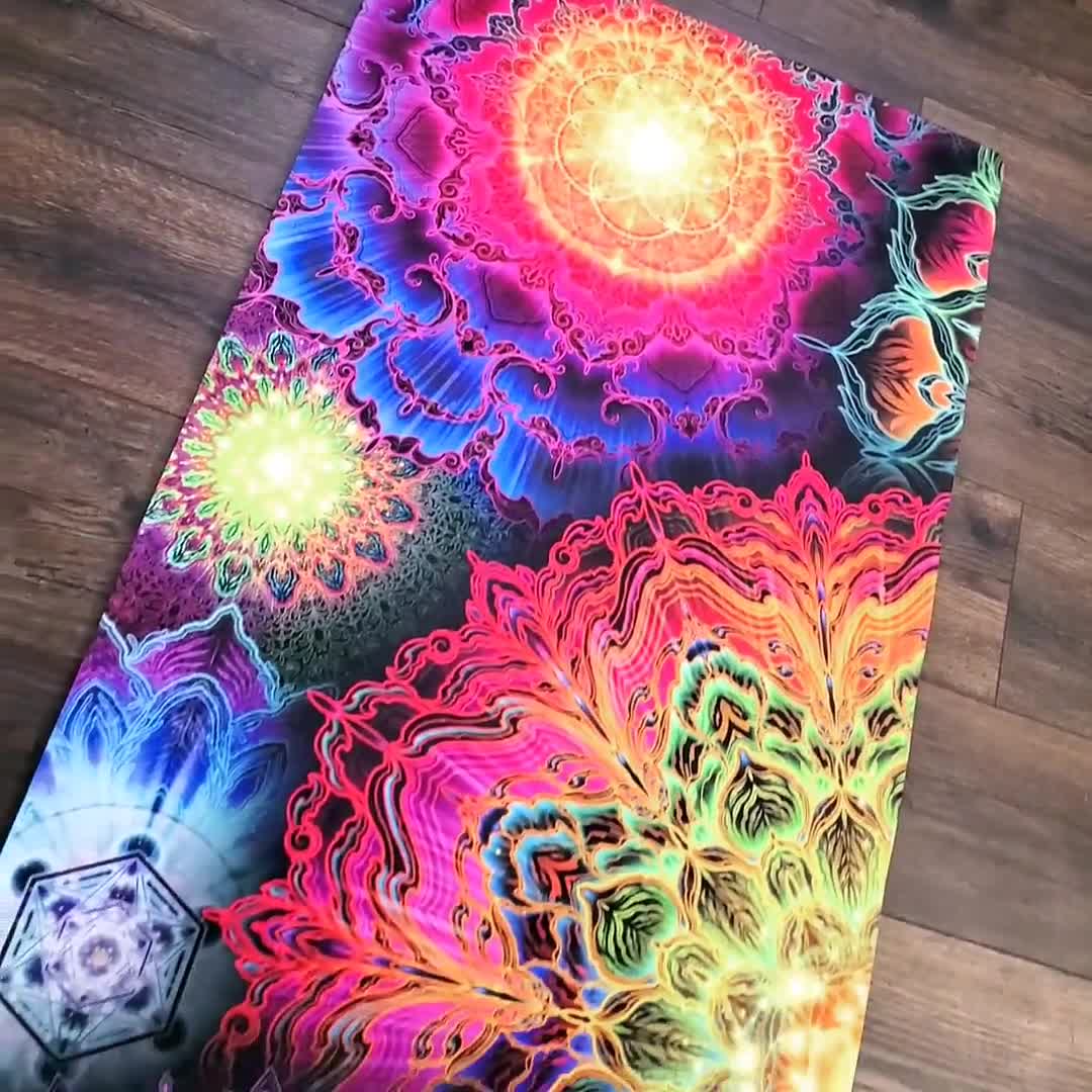 Aligned hot Flower Yoga Mat by Yantrart