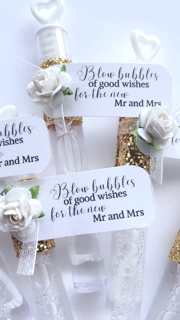 150 Bubbles of Good Wishes - Wedding Bubble shops Tubes with Labels