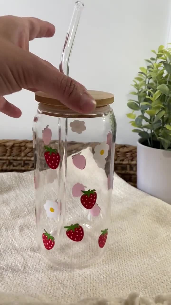 Strawberry Flower Can Glass Cup – Ngenuity Design Co.