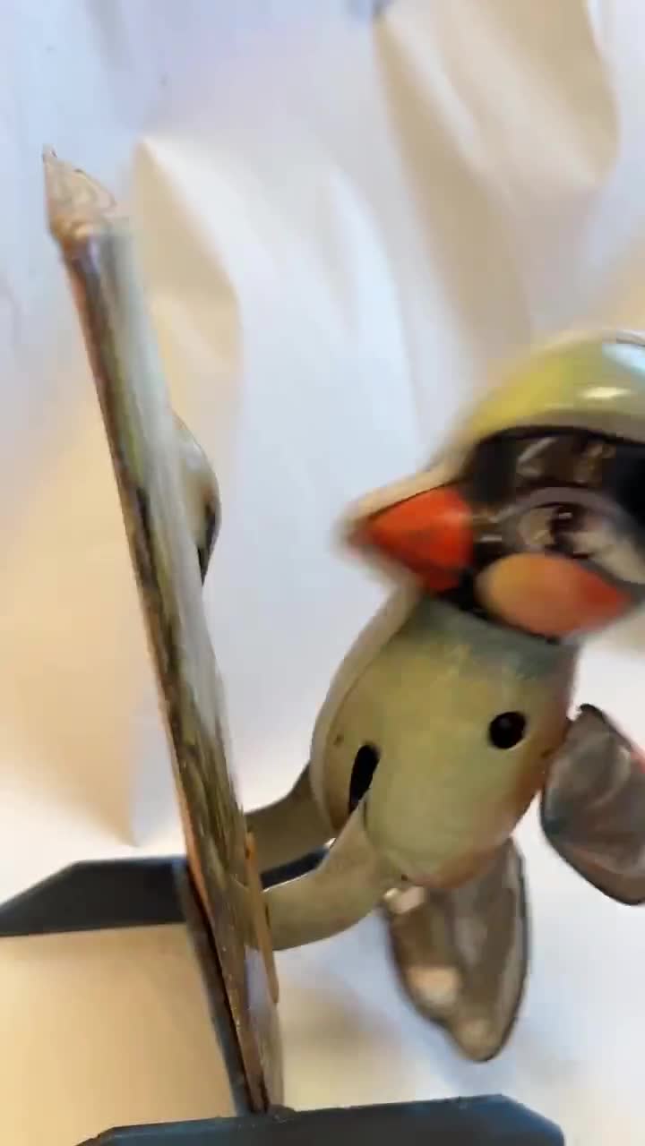 Vintage Working Woodpecker Tin Toy With Key - Etsy
