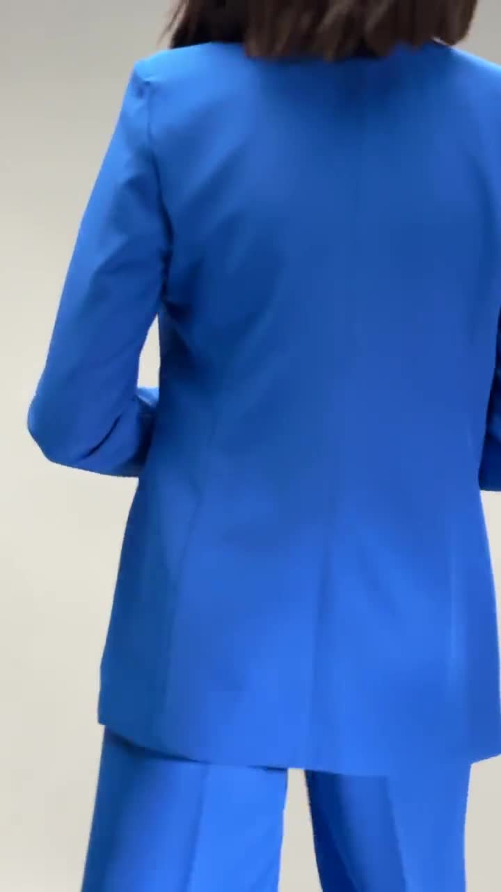 Royal Blue Pantsuit Formal for Tall Women, Blue 3-piece Pantsuit for Women, Blue  Prom Suit for Women 