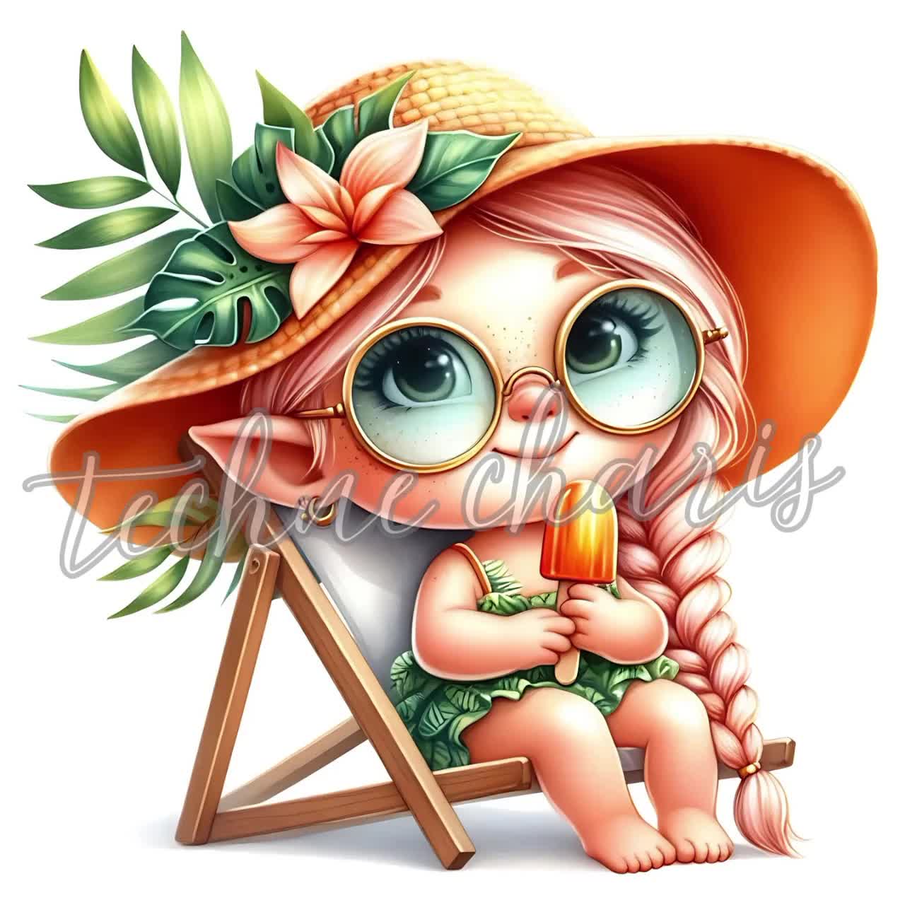 Tropical Popsicle Gnome Set, 10 Summer Beach Gnome JPG Illustrations for Crafts & Prints video poster