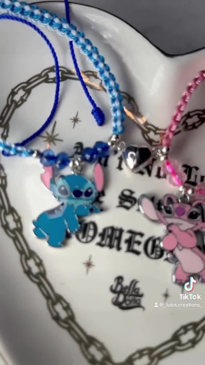 Disney Stitch and Angel Bracelet Set, Handmade Charm Bracelets